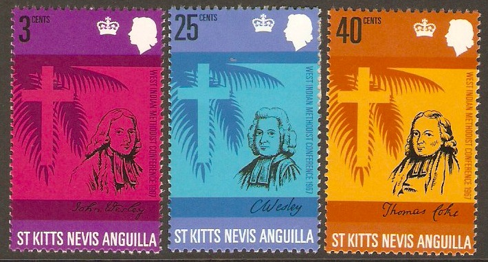 St. Kitts-Nevis 1967 Methodist Conference Set. SG185-SG187.