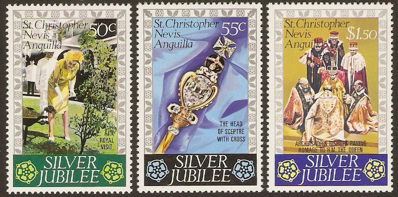 St Kitts-Nevis 1977 Silver Jubilee Set. SG367-SG369.
