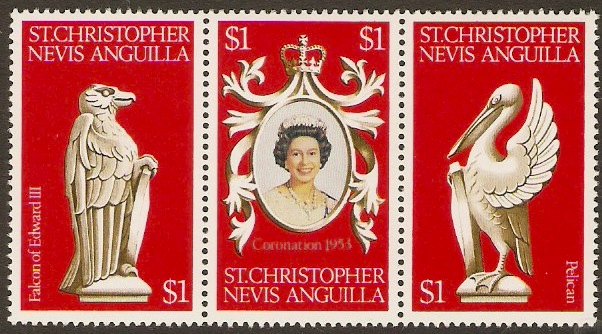 St Kitts-Nevis 1978 Coronation Anniversary Set. SG389-SG391.