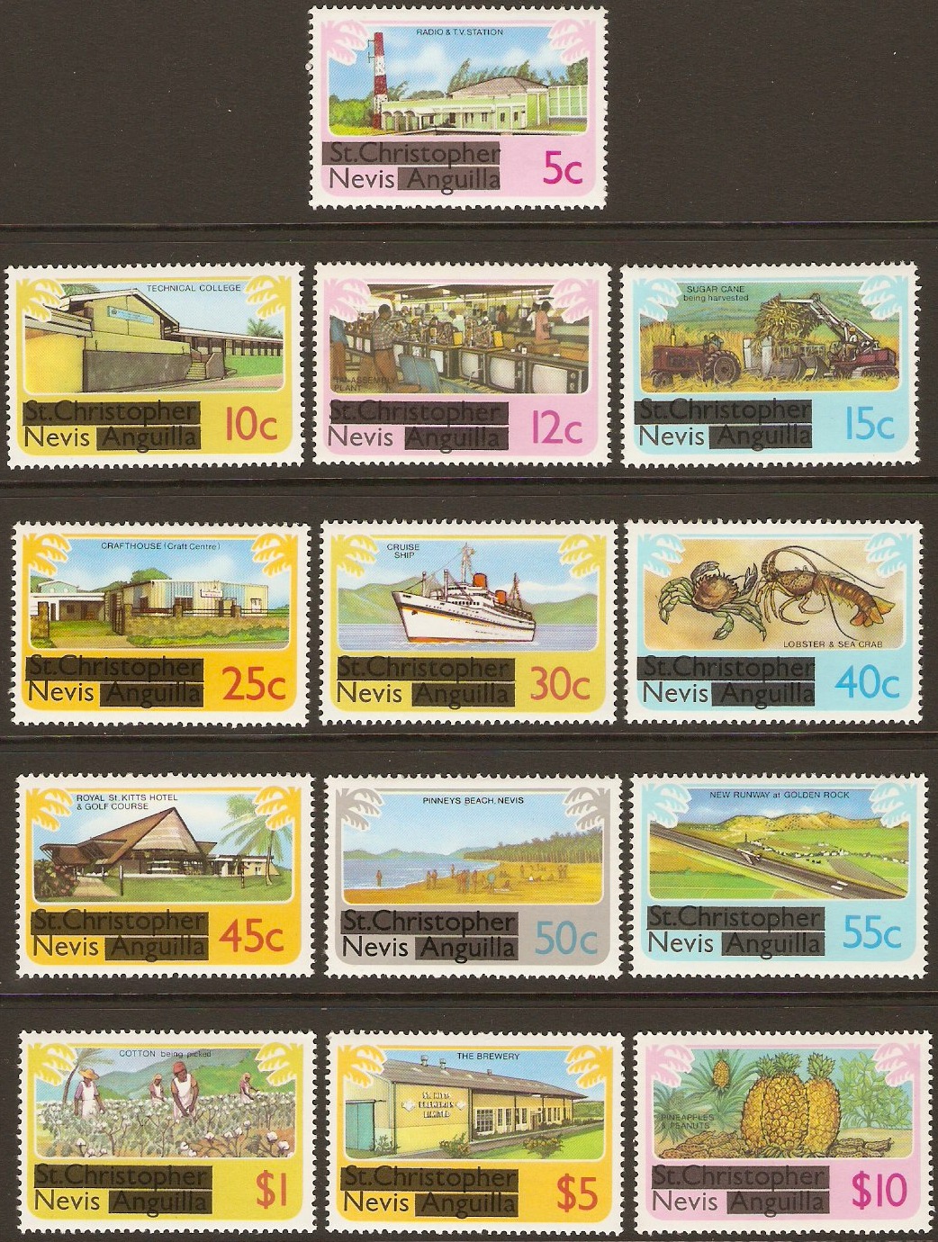 St Kitts-Nevis 1980 First Stamps of Nevis. SG37-SG49.