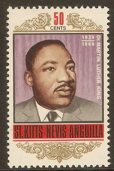 St. Kitts-Nevis 1968 50c Luther King Commemoration. SG190.