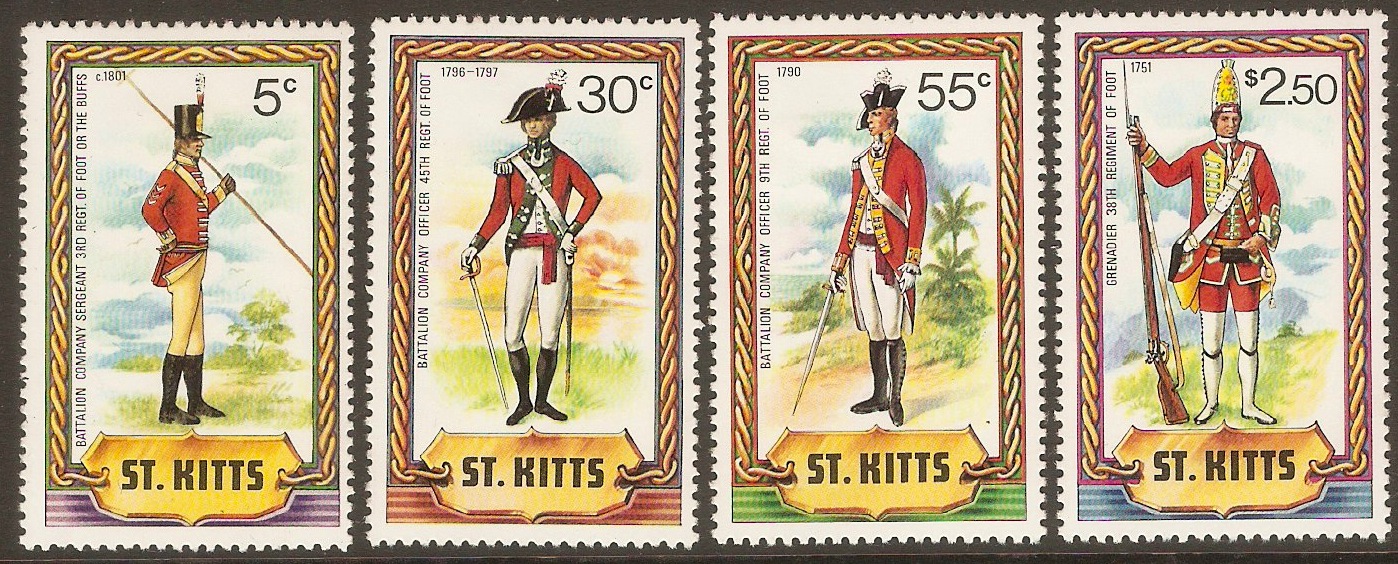 St. Kitts-Nevis 1981 Military Uniforms set. SG71-SG74.