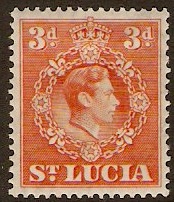 St Lucia 1938 3d orange. SG133.