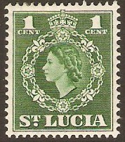 St Lucia 1953 1c Green. SG172.