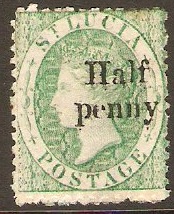 St Lucia 1863 d on (6d) Emerald-green. SG9.
