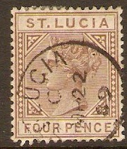 St Lucia 1891 4d Brown. SG48.