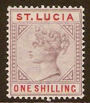 St Lucia 1891 1s Dull mauve and red. SG50.