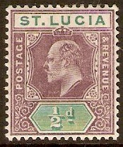 St Lucia 1902 d Dull purple and green. SG58.