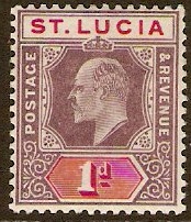 St Lucia 1902 1d Dull purple and carmine. SG59.