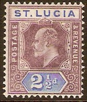 St Lucia 1902 2d Dull purple and ultramarine. SG60.