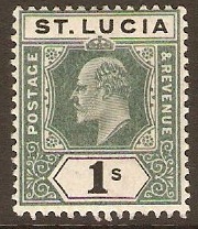 St Lucia 1902 1s Green and black. SG62.