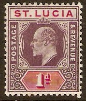 St Lucia 1904 1d Dull purple and carmine. SG66.