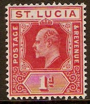 St Lucia 1904 1d Carmine. SG67.