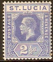 St Lucia 1912 2d Ultramarine. SG81.