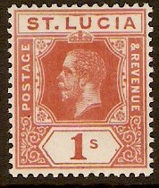 St Lucia 1912 1s Orange-brown. SG86.