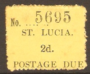 St Lucia 1930 2d Black on yellow - Postage Due. SGD2.