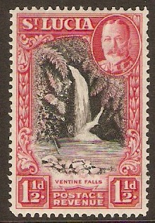 St Lucia 1936 1d Black and scarlet. SG115.