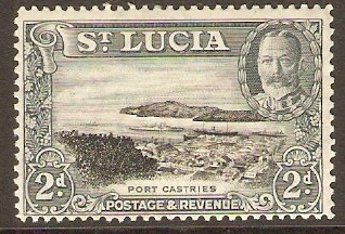 St Lucia 1936 2d Black and grey. SG116.