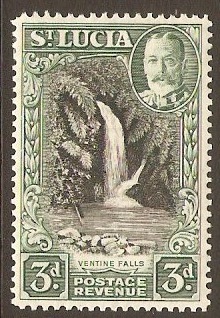 St Lucia 1936 3d Black and dull-green. SG118.