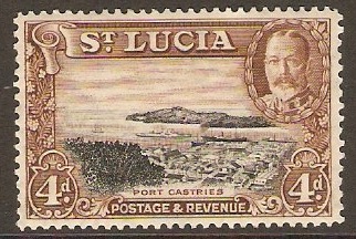 St Lucia 1936 4d Black and red-brown. SG119.
