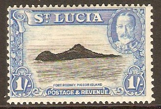St Lucia 1936 1s Black and light blue. SG121.