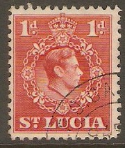 St Lucia 1938 1d Scarlet. SG129b.
