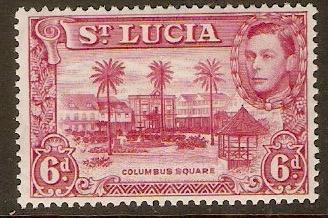St Lucia 1938 6d Claret. SG134.