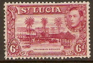 St Lucia 1938 6d Claret. SG134b.