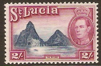 St Lucia 1938 2s Blue and purple. SG136.