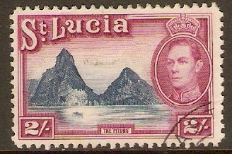 St Lucia 1938 2s Blue and purple. SG136.