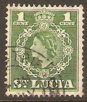 St Lucia 1953 1c Green. SG172.
