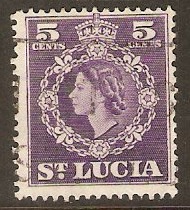 St Lucia 1953 5c Violet. SG176.