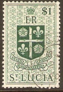 St Lucia 1953 $1 Bluish green. SG183.