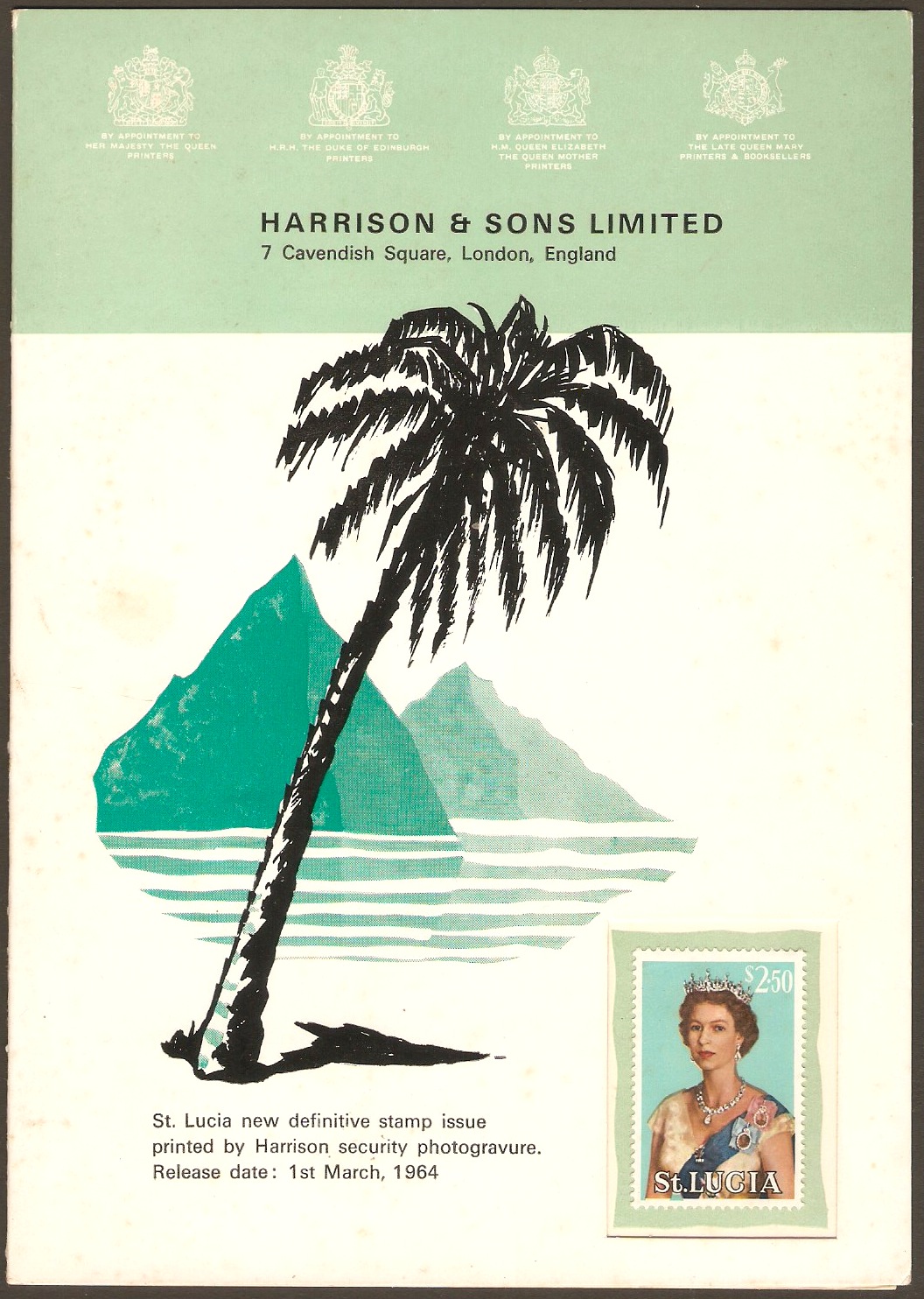 St Lucia 1964 Harrison's Publicity Card.