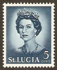 St Lucia 1964 5c Prussian blue QEII Definitive Series. SG200.