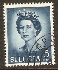 St Lucia 1964 5c Prussian blue QEII Definitive Series. SG200. - Click Image to Close