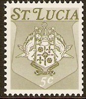 St Lucia 1973 5c Coat of Arms Stamp. SG349A.