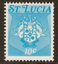 St Lucia 1973 10c Coat of Arms Stamp. SG350A.