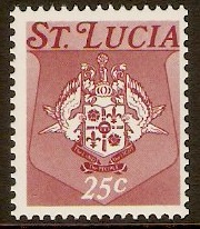 St Lucia 1973 25c Coat of Arms Stamp. SG351A.