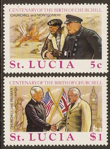 St Lucia 1974 Churchill Centenary Set. SG389-SG390.