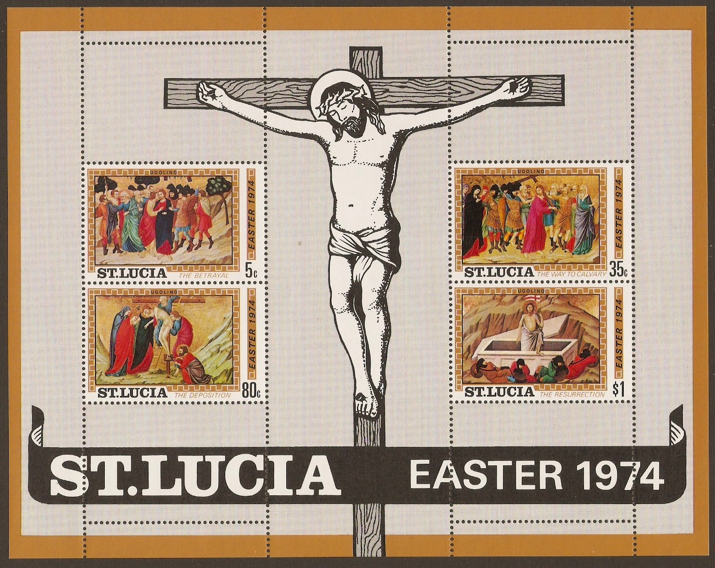St Lucia 1974 Easter Paintings Sheet. SGMS373.