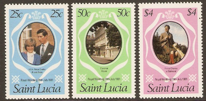 St Lucia 1981 Royal Wedding Set. SG576-SG578.