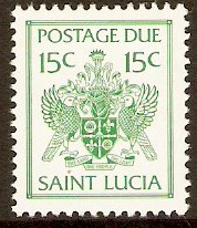 St Lucia 1981 15c Green - Postage Due. SGD18.