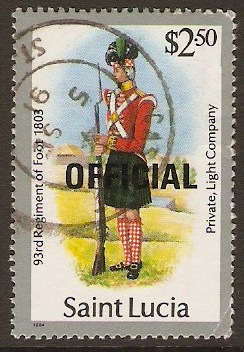 St Lucia 1985 $2.50 Official Stamp. SGO25.