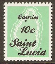 St Lucia 1987 10c Black and green. SG925A.