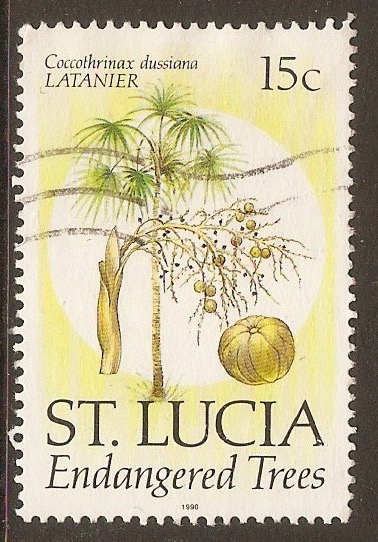 St Lucia 1990 15c Endangered Trees Series. SG1082.