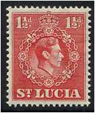 St Lucia 1938 1d Scarlet. SG130.