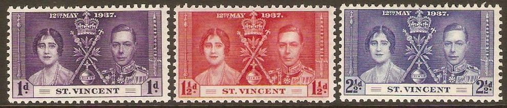 St. Vincent 1937 Coronation Set. SG146-SG148.