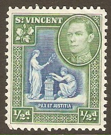 St Vincent 1938 d Blue and green. SG149. - Click Image to Close