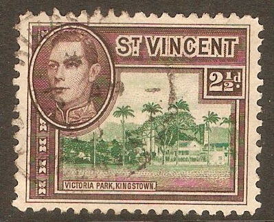 St Vincent 1938 2d Green and purple-brown. SG153a.